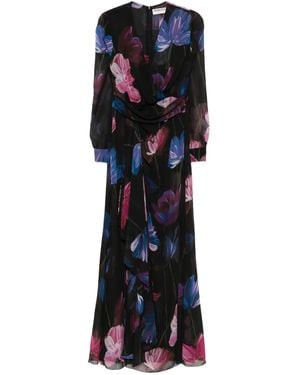 La Petite Robe Di Chiara Boni Floral-Print Ruffled Maxi Dress - Black