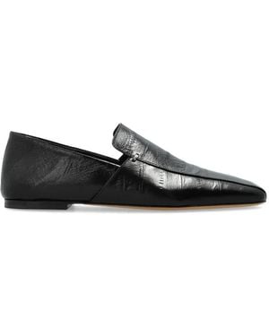 Yuzefi Sahra Eel-Effect Leather Loafers - Black
