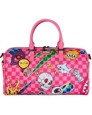 Sprayground Mini Wild Wtf Graphic-Print Chequered Duffle Bag - Pink