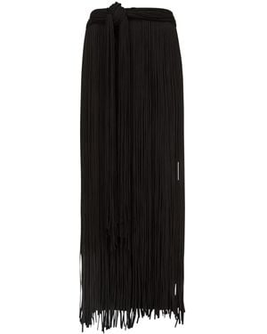 Area Fringed Midi Skirt - Black