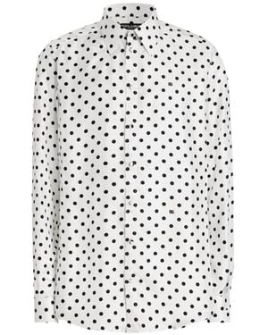 Dolce & Gabbana Polka Dot-Print Twill Shirt - White