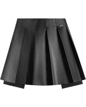 Manière De Voir Juliette Pleated Faux-Leather Mini Skirt - Grey