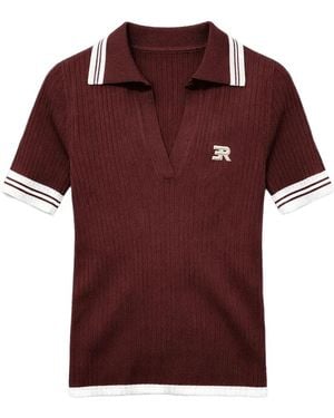 ERMANNO FIRENZE Striped Collar Polo Shirt - Red