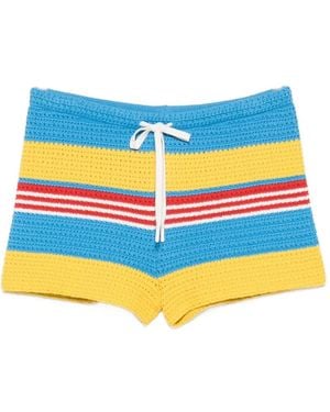 Posse Tammy Striped Crochet Shorts - Blue