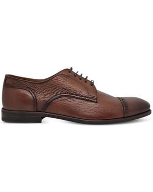 Henderson Textured Cap-Toe Derby Shoes - Brown