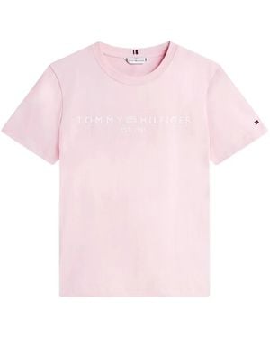 Tommy Hilfiger Logo-Contrast T-Shirt - Pink