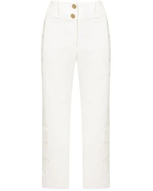Lethicia Bronstein Lace-Panelled Cropped Cargo Trousers - White