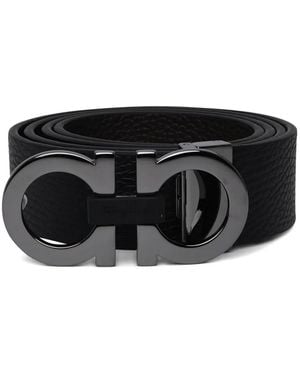 Ferragamo Gancini-Buckle Reversible Belt - Black