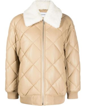 Stand Studio Diamond-Quilted Faux-Leather Jacket - Natural