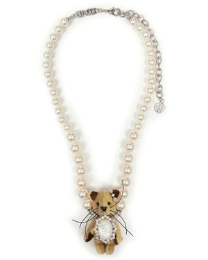 YVMIN Collier Paradise À Pendentif Chat Et Perle - White