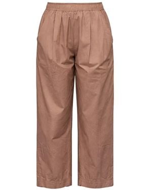 Apiece Apart Elasticated-Pleated Cropped Pants - Brown