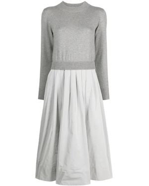 Peserico Knitted-Panel Flared Midi Dress - Grey