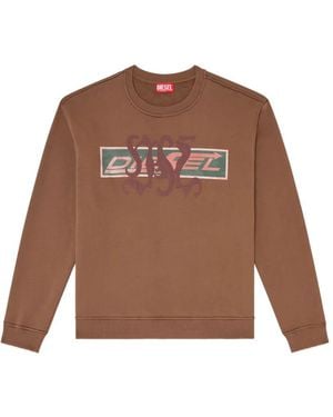 DIESEL Sweatshirt With Graphic Prints And Patches - Brown