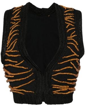 forte_forte Beaded Crochet Waistcoat - Black