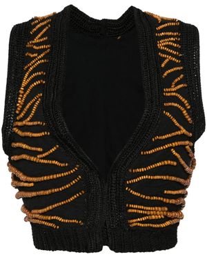 forte_forte Beaded Crochet Waistcoat - Black