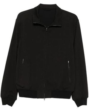Emporio Armani Zip-Up Ribbed-Trim Sweatshirt - Black