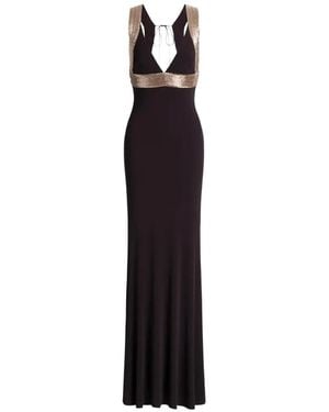 Alberta Ferretti Sequin-Embellished V-Neck Maxi Dress - White