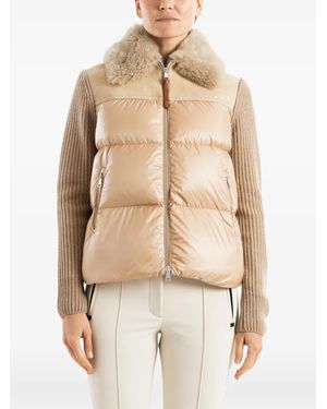 Moncler Veste Matelassée À Col Lainé - Natural