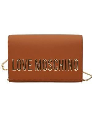 Love Moschino Logo-Lettering Satchel Bag - Brown