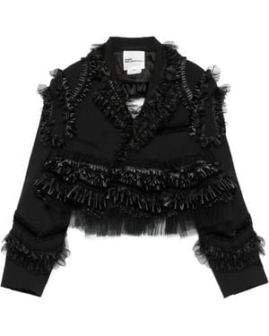 Noir Kei Ninomiya Ruffled Tulle-Trim Jacket - Black