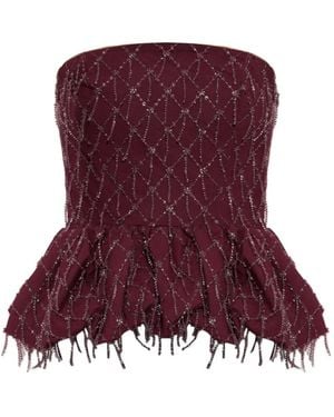ROTATE BIRGER CHRISTENSEN Bead-Embellished Peplum Top - Purple