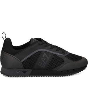 EA7 Logo-Detail Mesh Trainers - Black