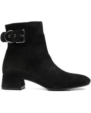 Carmens Enkellaarzen Met Gespdetail En Vierkante Neus - Zwart