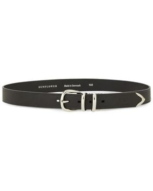 sunflower Leather Buckle-Fastening Belt - White