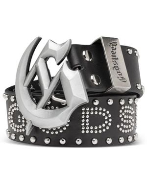 Godspeed Forged Gs Studded Leather Belt - Black