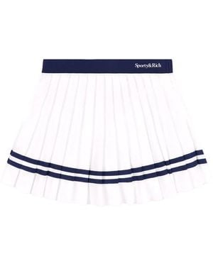 Sporty & Rich Logo-Print Pleated Skirt - Blue