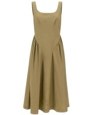 Marella Gathered Cotton-Poplin Dress - Green