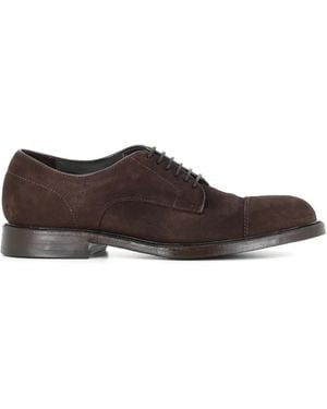 Green George Suede Cap-Toe Lace-Up Derby Shoes - Brown