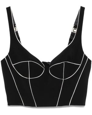 Elisabetta Franchi Contrasting Corset Top - Black