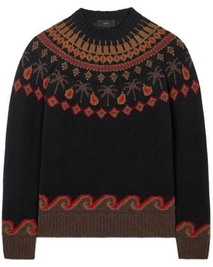 Alanui Sweet Winter Jacquard-Knit Wool Sweater - Black