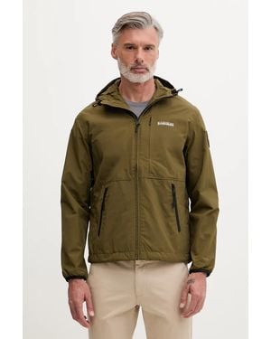 Napapijri Logo-Patch Hooded Jacket - Green