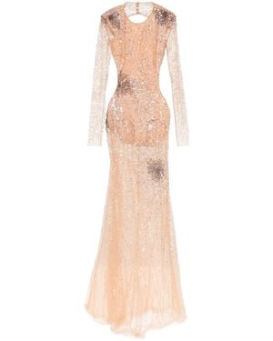 Elisabetta Franchi Abito Da Sera Con Paillettes - Neutro