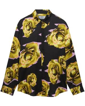 MSGM Camicia Con Stampa - Giallo