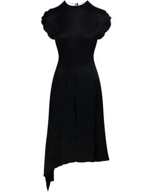 Victoria Beckham Asymmetric Gathered-Sleeve Dress - Black