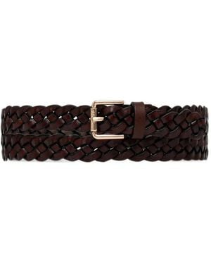 Max Mara Braided Leather Belt - White