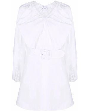 Patou Oversize-Collar Cotton Dress - White