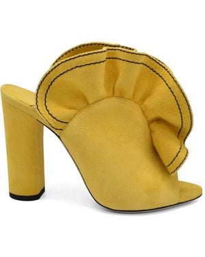 Jimmy Choo Haile Ruffled Suede Sandals - Yellow