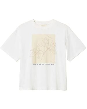 Twinset Regular T-Shirt With Print And Embroidery - White