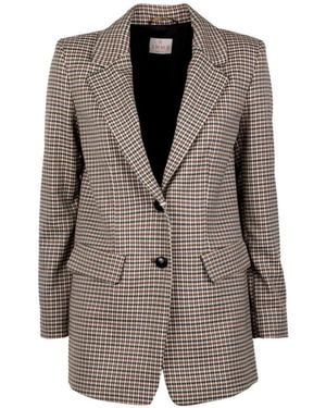 Emme Houndstooth-Pattern Blazer - Brown