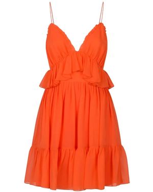 Raquel Diniz Ruffled-Trim Tiered Mini Dress - Orange