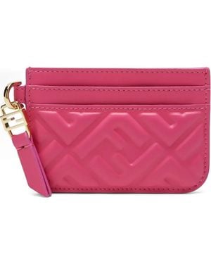 Fendi Baguettte Ff-Embossed Cardholder - Pink