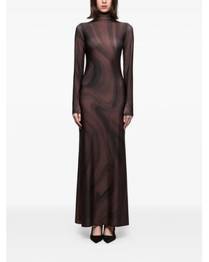 Atu Body Couture Roll-Neck Print Maxi Dress - Brown