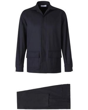 Boglioli Traje Con Bolsillo Con Solapa Y Pliegues - Azul