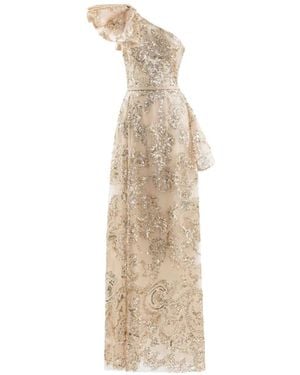 Saiid Kobeisy Vestido largo con cristales bordados - Blanco