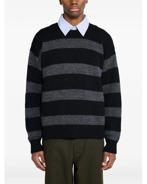 Margaret Howell Striped Crew Jumper - Black