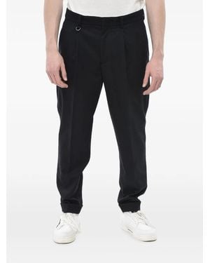 Paolo Pecora Pleated-Design Belt-Loop Trousers - Black